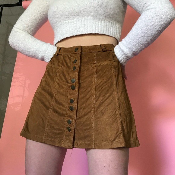 Suede Button Up Skirt - Picture 2 of 3
